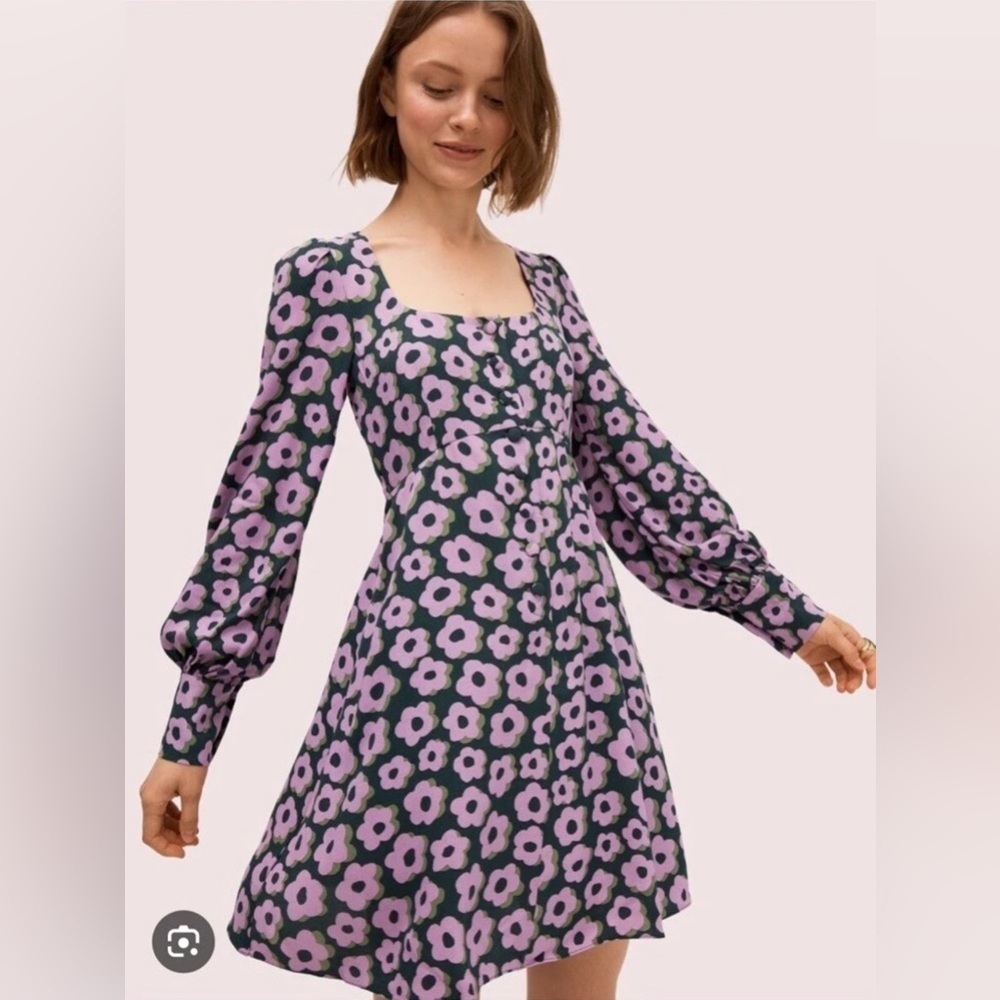 Kate Spade Flaire Flora Fluid Mini Dress Deep Spruce 00 Preppy Floral Luxury